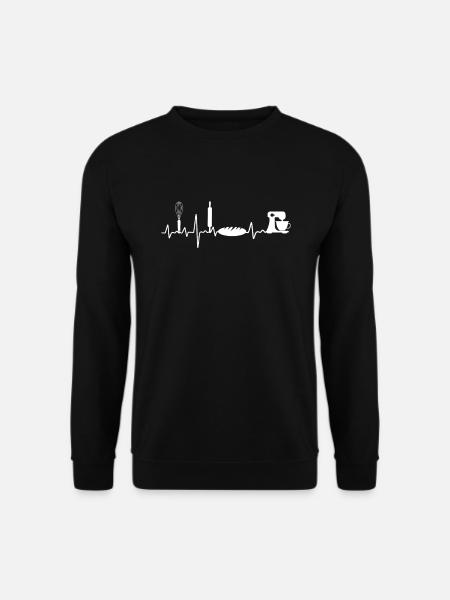 Backen Herzschlag EKG Frequenz Bäcker Beruf - Unisex Pullover - Schwarz
