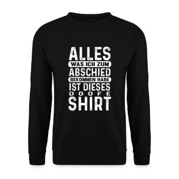 Arbeitskollege Abschied Kollegen Jobwechsel - Unisex Pullover - Schwarz - Vorne - Alina (178cm) & Michal (187cm)