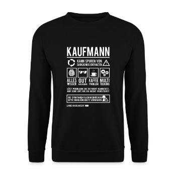 Kaufmann Beruf Einzelhandelskaufmann Verkäufer - Unisex Pullover - Schwarz - Vorne - Alina (178cm) & Michal (187cm)