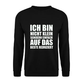 Auf Das Beste Reduziert - Lustiger Spruch - Unisex Pullover - Schwarz - Vorne - Alina (178cm) & Michal (187cm)