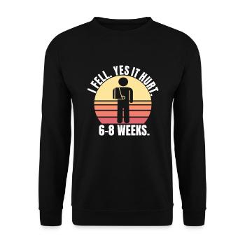 Gebrochener Arm Spruch - Fraktur Gipsarm - Unisex Pullover - Schwarz - Vorne - Alina (178cm) & Michal (187cm)