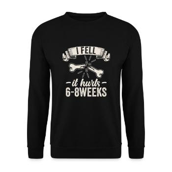 Gebrochener Arm Spruch - Ambruch Fraktur Gipsarm - Unisex Pullover - Schwarz - Vorne - Alina (178cm) & Michal (187cm)