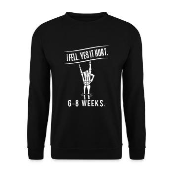 Gebrochener Arm Spruch - Ambruch Fraktur Gipsarm - Unisex Pullover - Schwarz - Vorne - Alina (178cm) & Michal (187cm)