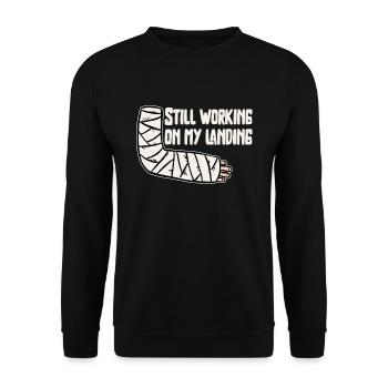 Gebrochener Arm Spruch - Ambruch Fraktur Gipsarm - Unisex Pullover - Schwarz - Vorne - Alina (178cm) & Michal (187cm)