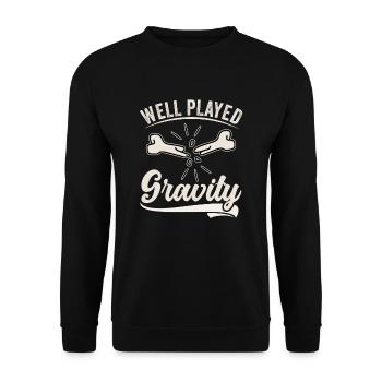 Gebrochener Arm Spruch - Fraktur Gipsarm - Unisex Pullover - Schwarz - Vorne - Alina (178cm) & Michal (187cm)
