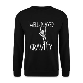 Gebrochener Arm Spruch - Ambruch Fraktur Gipsarm - Unisex Pullover - Schwarz - Vorne - Alina (178cm) & Michal (187cm)
