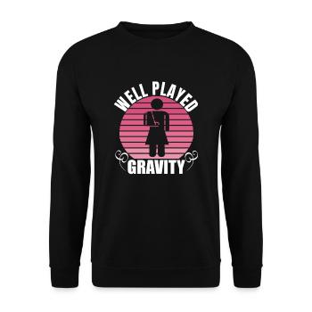 Gebrochener Arm Spruch - Ambruch Fraktur Gipsarm - Unisex Pullover - Schwarz - Vorne - Alina (178cm) & Michal (187cm)