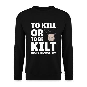 Costume de kilt écossais Saying - Jupe écossaise - Sweat-shirt Unisexe - noir - Devant - Alina (178cm) & Michal (187cm)