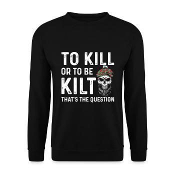 Costume de kilt écossais Saying - Jupe écossaise - Sweat-shirt Unisexe - noir - Devant - Alina (178cm) & Michal (187cm)