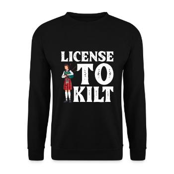 Costume de kilt écossais Saying - Jupe écossaise - Sweat-shirt Unisexe - noir - Devant - Alina (178cm) & Michal (187cm)