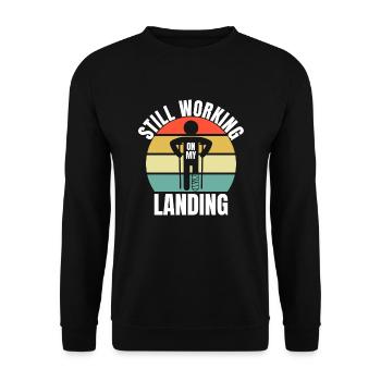 Gebrochenes Bein Spruch - Fraktur Gipsbein - Unisex Pullover - Schwarz - Vorne - Alina (178cm) & Michal (187cm)