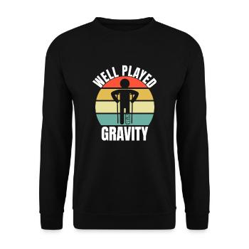 Gebrochenes Bein Spruch - Fraktur Gipsbein - Unisex Pullover - Schwarz - Vorne - Alina (178cm) & Michal (187cm)