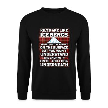 Schottischer Kilt Tracht Spruch - Schottenrock - Unisex Pullover - Schwarz - Vorne - Alina (178cm) & Michal (187cm)