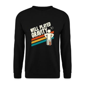 Gebrochenes Bein Spruch - Fraktur Gipsbein - Unisex Pullover - Schwarz - Vorne - Alina (178cm) & Michal (187cm)