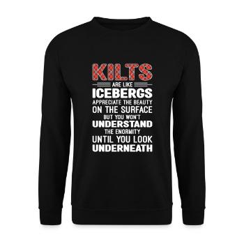 Schottischer Kilt Tracht Spruch - Schottenrock - Unisex Pullover - Schwarz - Vorne - Alina (178cm) & Michal (187cm)