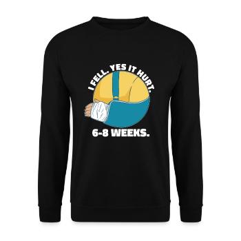 Gebrochener Arm Spruch - Fraktur Gipsarm - Unisex Pullover - Schwarz - Vorne - Alina (178cm) & Michal (187cm)
