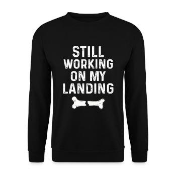 Gebrochener Arm Spruch - Fraktur Gipsarm - Unisex Pullover - Schwarz - Vorne - Alina (178cm) & Michal (187cm)