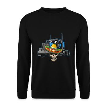 Mexikanischer Trucker LKW-Fahrer Mexico - Unisex Pullover - Schwarz - Vorne - Alina (178cm) & Michal (187cm)
