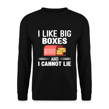 Briefkasten Postbote Spruch Postzusteller - Unisex Pullover - Schwarz - Vorne - Alina (178cm) & Michal (187cm)