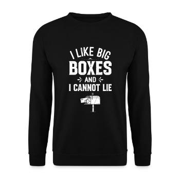 Briefkasten Postbote Spruch Postzusteller - Unisex Pullover - Schwarz - Vorne - Alina (178cm) & Michal (187cm)