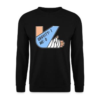 Gebrochener Arm Spruch - Fraktur Gipsarm - Unisex Pullover - Schwarz - Vorne - Alina (178cm) & Michal (187cm)