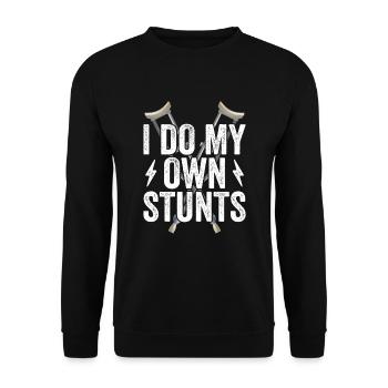 I Do My Own Stunts - Knochenbruch Fraktur - Unisex Pullover - Schwarz - Vorne - Alina (178cm) & Michal (187cm)