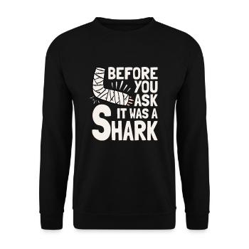 Before You Ask It Was A Shark - Knochenbruch - Unisex Pullover - Schwarz - Vorne - Alina (178cm) & Michal (187cm)