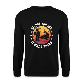 Before You Ask It Was A Shark - Knochenbruch - Unisex Pullover - Schwarz - Vorne - Alina (178cm) & Michal (187cm)