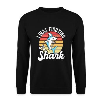 Gebrochenes Bein Spruch - Fraktur Gipsbein - Unisex Pullover - Schwarz - Vorne - Alina (178cm) & Michal (187cm)