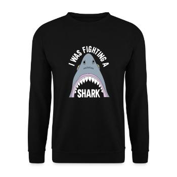 Gebrochenes Bein Spruch - Fraktur Gipsbein - Unisex Pullover - Schwarz - Vorne - Alina (178cm) & Michal (187cm)