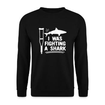 Gebrochenes Bein Spruch - Fraktur Gipsbein - Unisex Pullover - Schwarz - Vorne - Alina (178cm) & Michal (187cm)