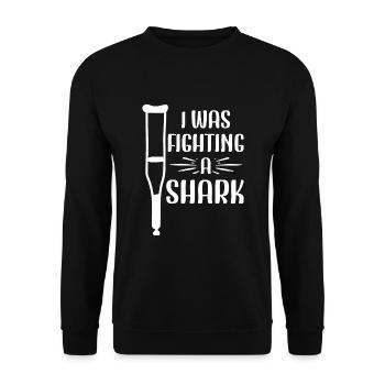 Gebrochenes Bein Spruch - Fraktur Gipsbein - Unisex Pullover - Schwarz - Vorne - Alina (178cm) & Michal (187cm)