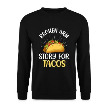 Gebrochener Arm Spruch - Fraktur Gipsarm - Unisex Pullover - Schwarz - Vorne - Alina (178cm) & Michal (187cm)