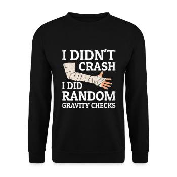 Gravity Checks - Gipsarm Armbruch Knochenbruch - Unisex Pullover - Schwarz - Vorne - Alina (178cm) & Michal (187cm)