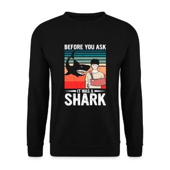 Before You Ask It Was A Shark - Knochenbruch - Unisex Pullover - Schwarz - Vorne - Alina (178cm) & Michal (187cm)