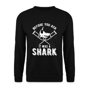 Before You Ask It Was A Shark - Knochenbruch - Unisex Pullover - Schwarz - Vorne - Alina (178cm) & Michal (187cm)
