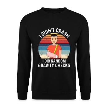 Gravity Checks - Knochenbruch Fraktur Gebrochener - Unisex Pullover - Schwarz - Vorne - Alina (178cm) & Michal (187cm)