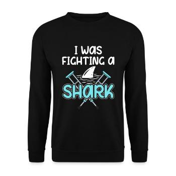 Gebrochenes Bein Spruch - Fraktur Gipsbein - Unisex Pullover - Schwarz - Vorne - Alina (178cm) & Michal (187cm)