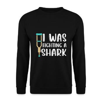 Gebrochenes Bein Spruch - Fraktur Gipsbein - Unisex Pullover - Schwarz - Vorne - Alina (178cm) & Michal (187cm)