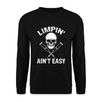 Gebrochenes Bein Spruch - Fraktur Gipsbein - Unisex Pullover - Schwarz - Vorne - Alina (178cm) & Michal (187cm)