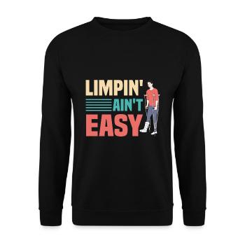 Gebrochenes Bein Spruch - Fraktur Gipsbein - Unisex Pullover - Schwarz - Vorne - Alina (178cm) & Michal (187cm)