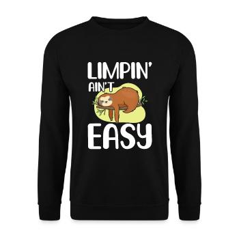 Gebrochenes Bein Spruch - Fraktur Gipsbein - Unisex Pullover - Schwarz - Vorne - Alina (178cm) & Michal (187cm)