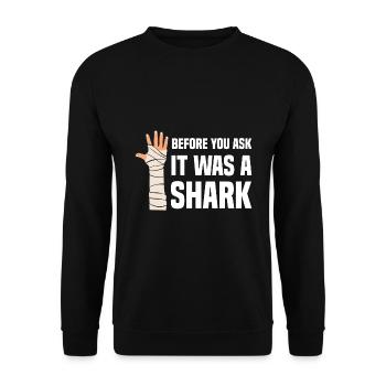 Before You Ask It Was A Shark - Knochenbruch - Unisex Pullover - Schwarz - Vorne - Alina (178cm) & Michal (187cm)