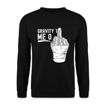 Gravity 1 Me 0 - Knochenbruch am gebrochenen Arm - Unisex Pullover - Schwarz - Vorne - Alina (178cm) & Michal (187cm)