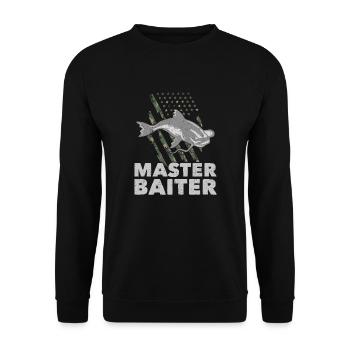 Master Baiter - Wels Catfish Hunter - Unisex Pullover - Schwarz - Vorne - Alina (178cm) & Michal (187cm)