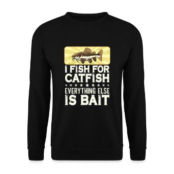Ich fische Wels Alles andere ist Köder - Catfish - Unisex Pullover - Schwarz - Vorne - Alina (178cm) & Michal (187cm)