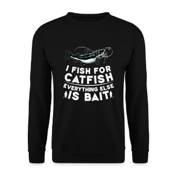 Ich fische Wels Alles andere ist Köder - Catfish - Unisex Pullover - Schwarz - Vorne - Alina (178cm) & Michal (187cm)