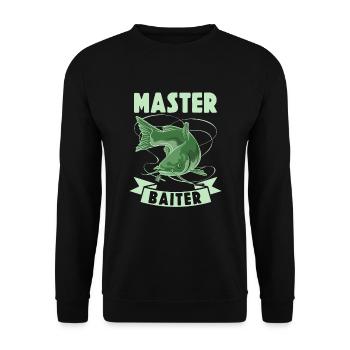Master Baiter - Wels Catfish Angler Fischen Angeln - Unisex Pullover - Schwarz - Vorne - Alina (178cm) & Michal (187cm)