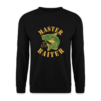 Master Baiter - Wels Catfish Angler Fischen Angeln - Unisex Pullover - Schwarz - Vorne - Alina (178cm) & Michal (187cm)