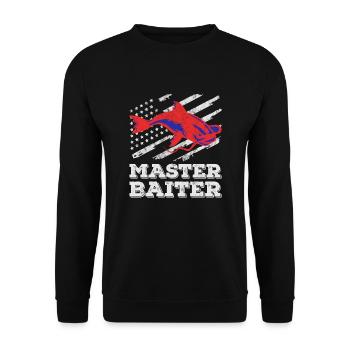 Master Baiter - Wels Catfish Angler Fischen Angeln - Unisex Pullover - Schwarz - Vorne - Alina (178cm) & Michal (187cm)